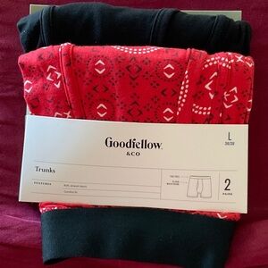 Goodfellow & Co Black Boxers. Two Pair, SIZE LARGE 36/38. NIP